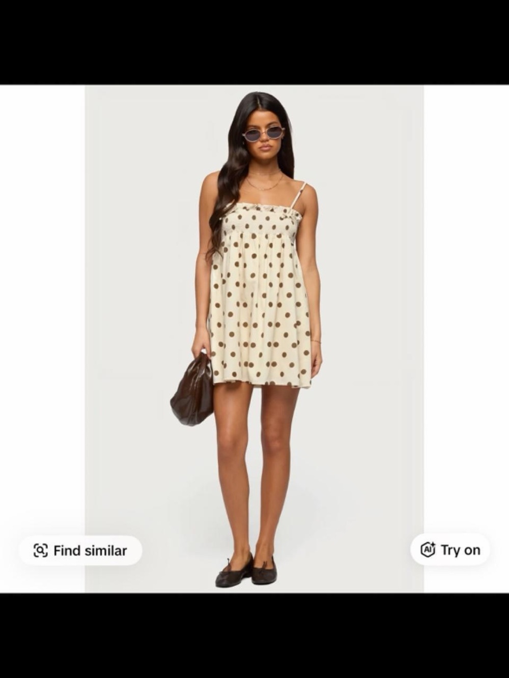 Edikted Cream Mini Dress with Brown Polka Dots